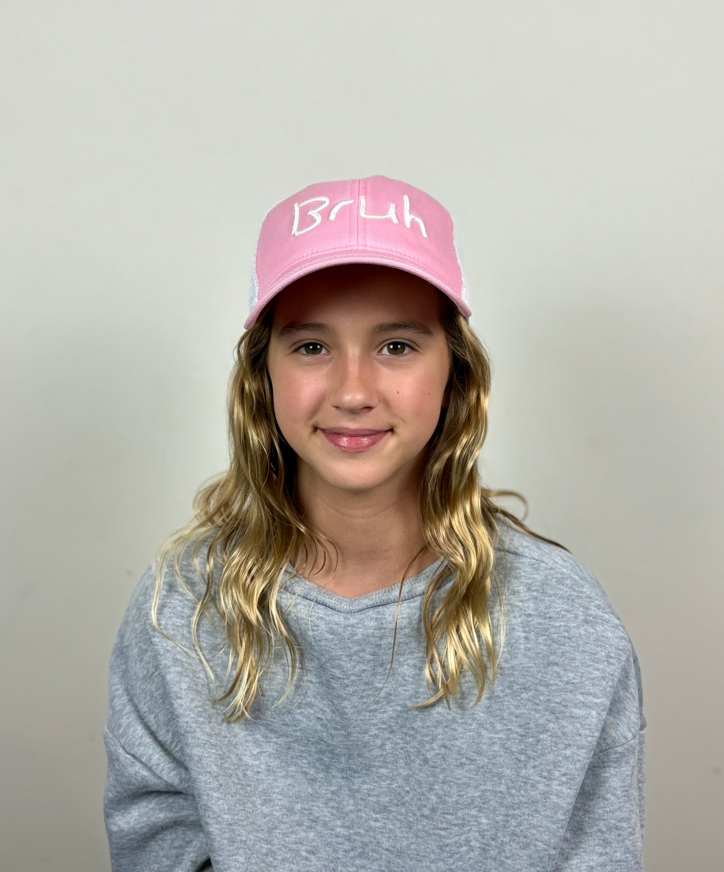 Bruh Pink/White Girl's Snapback